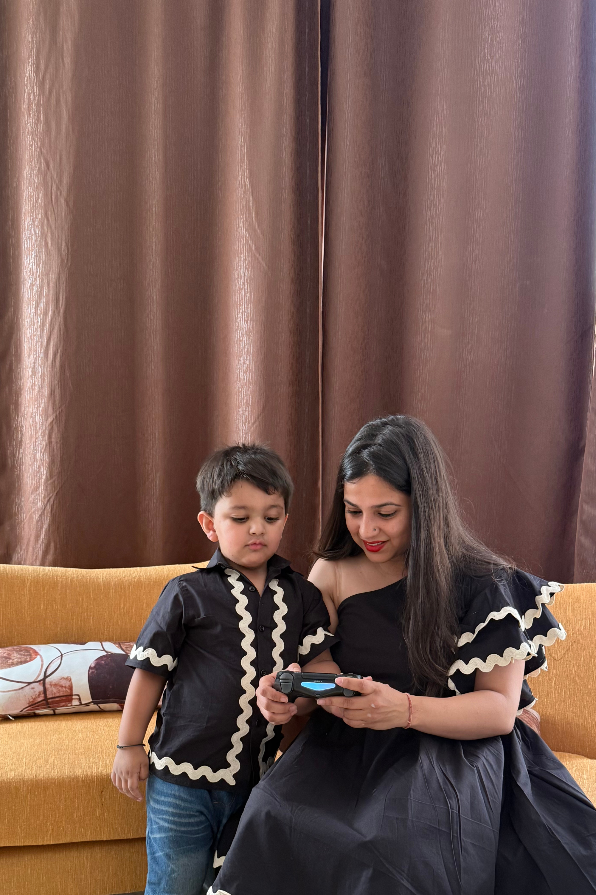 Black Lace Dress and Shirt Twinning Twinning Set