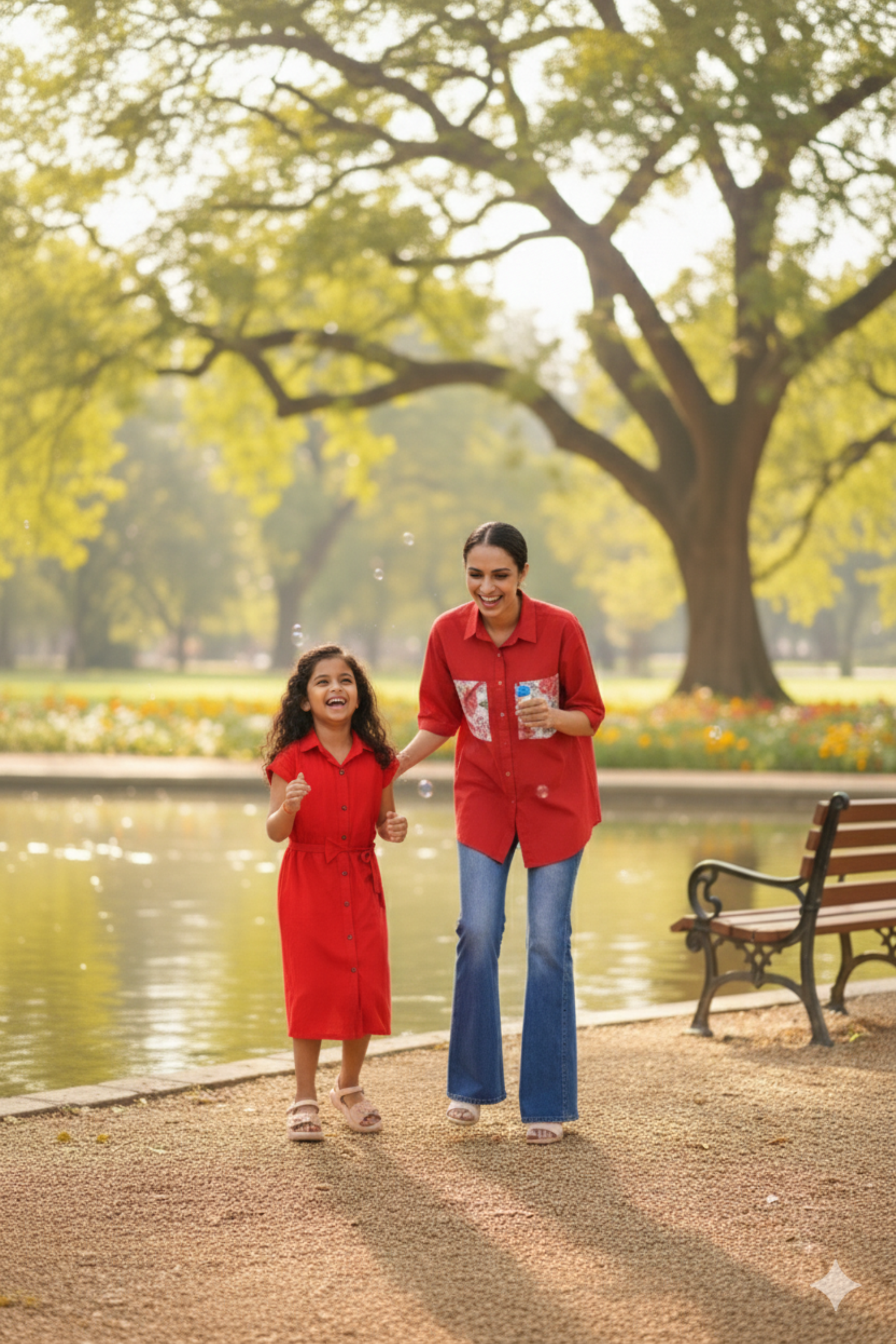 Red Shirt and Dress Twinning Set