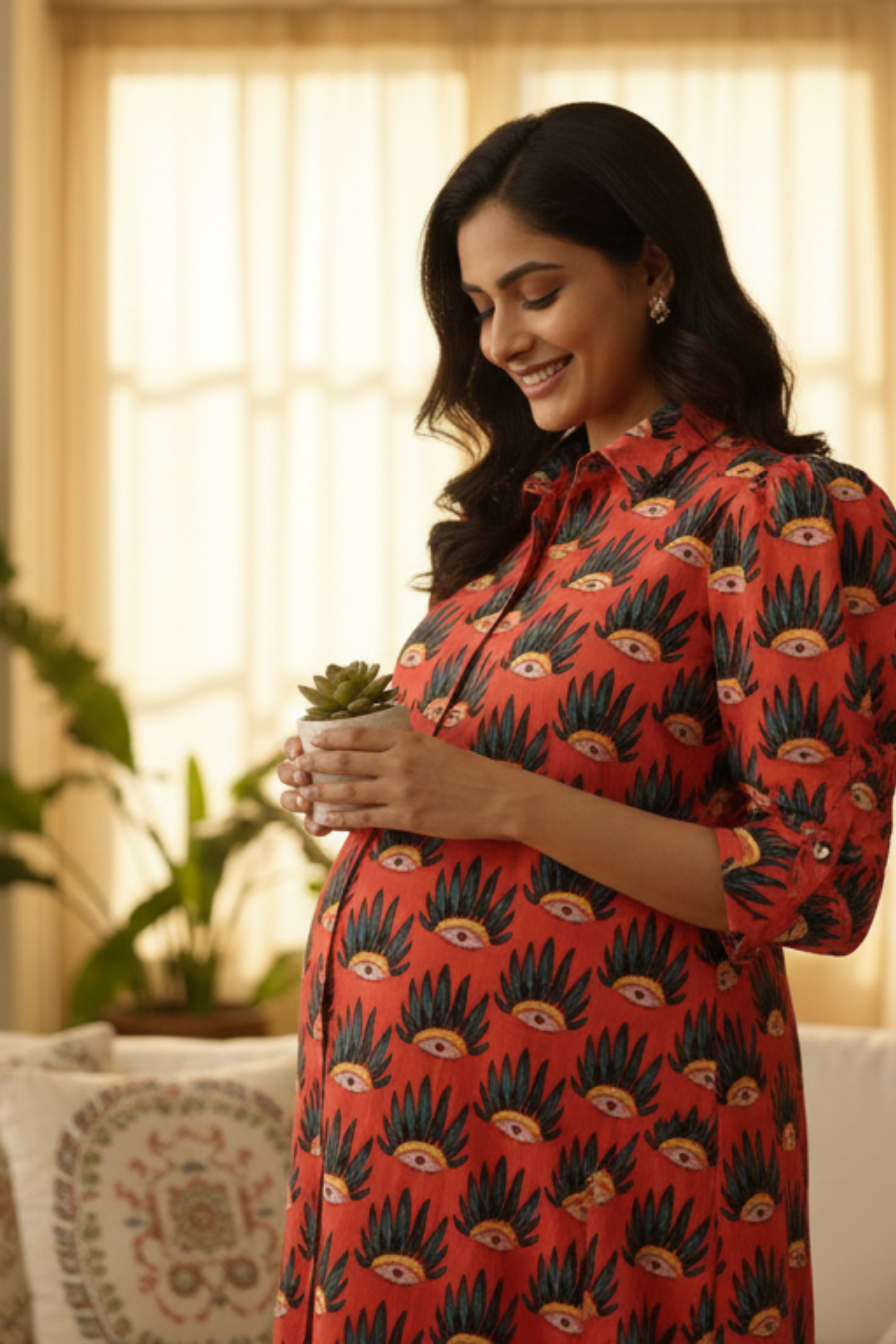 Evil Eye Print Maternity Dress