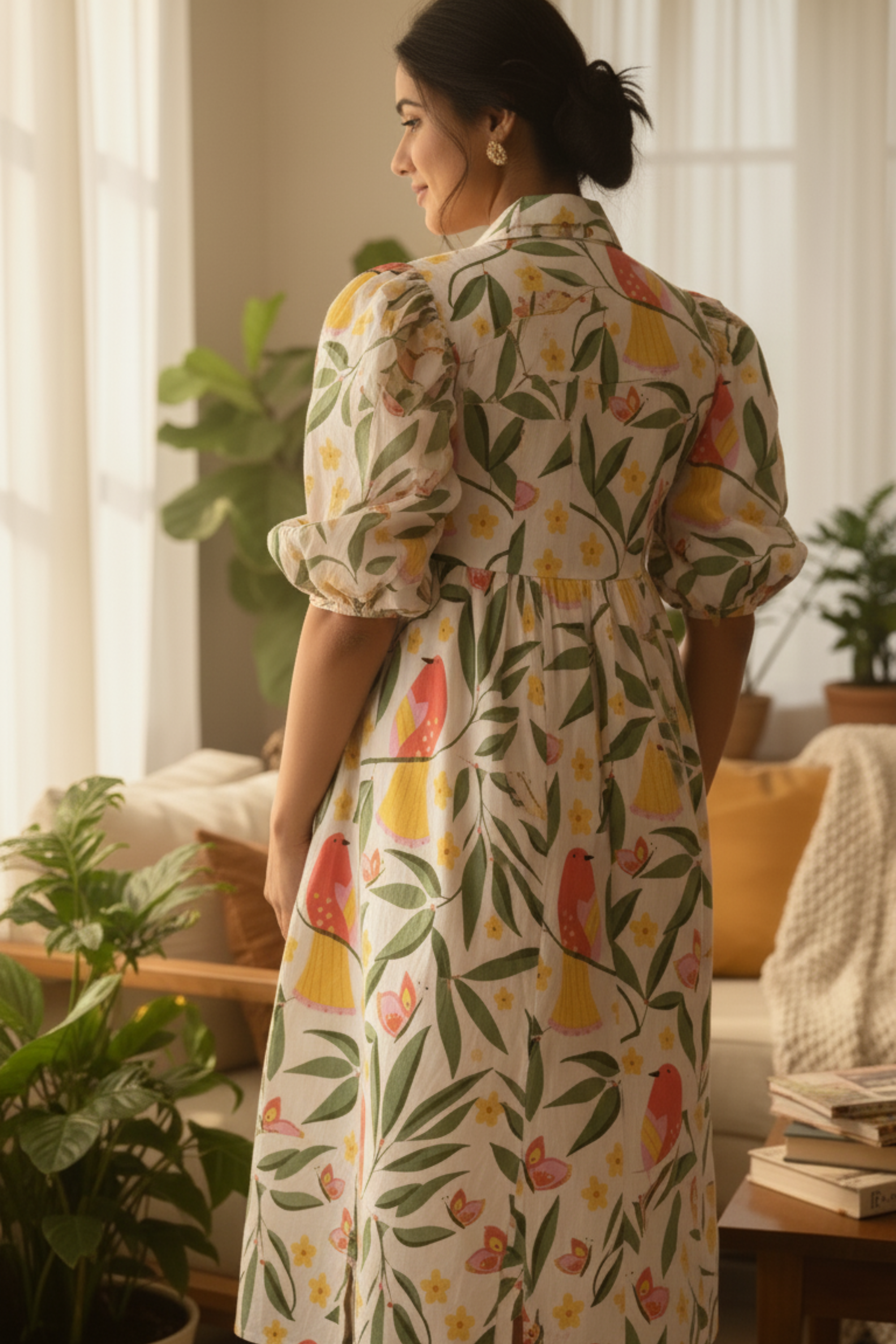 Bird Print Maternity Dress
