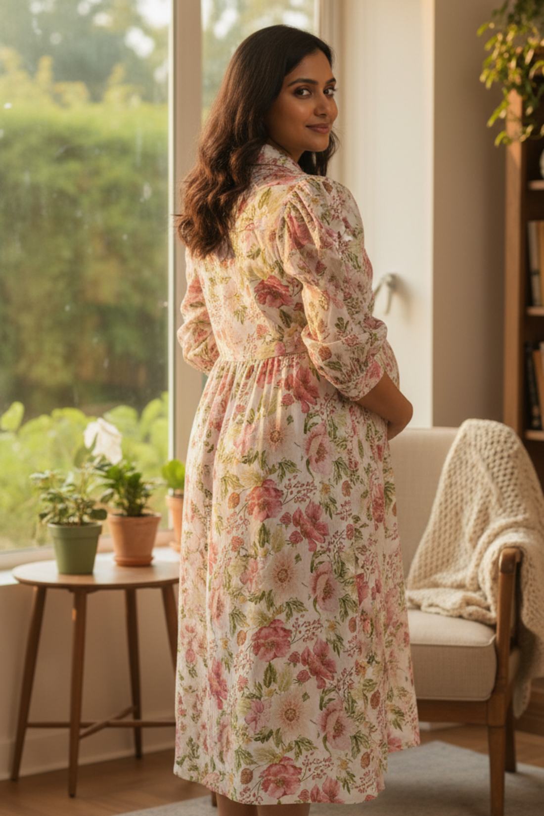 White Floral Print Maternity Dress