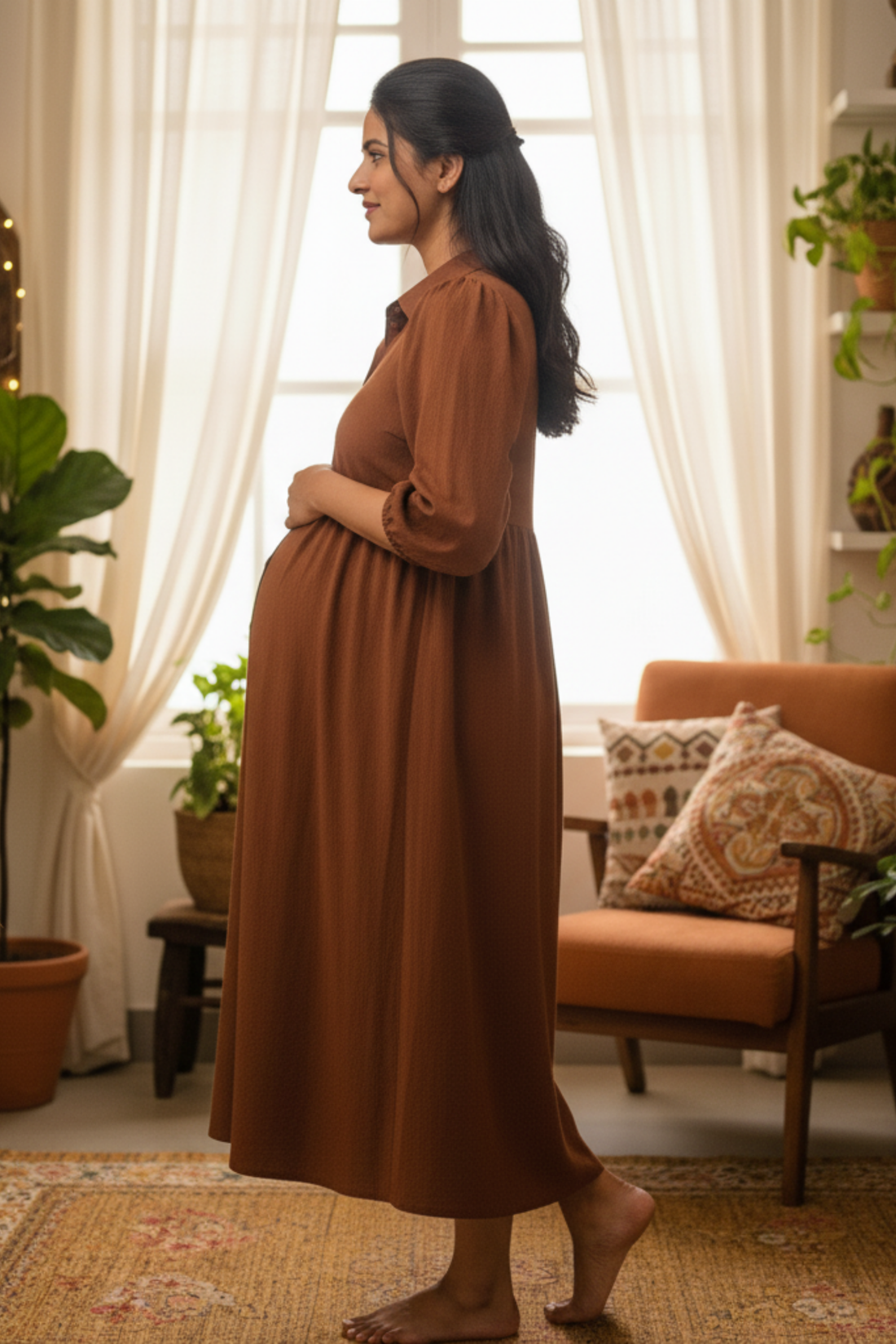 Brown Maternity Dress