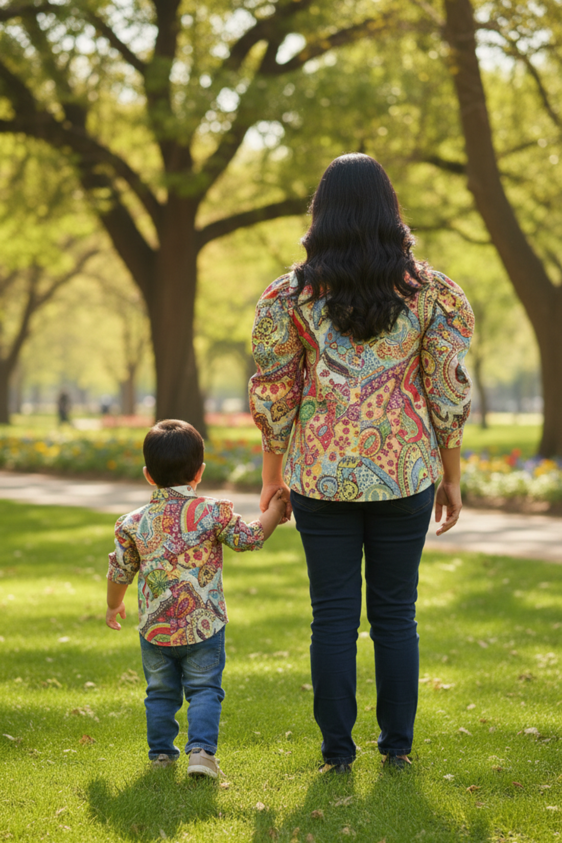 Multicolor Print Shirt Twinning Set