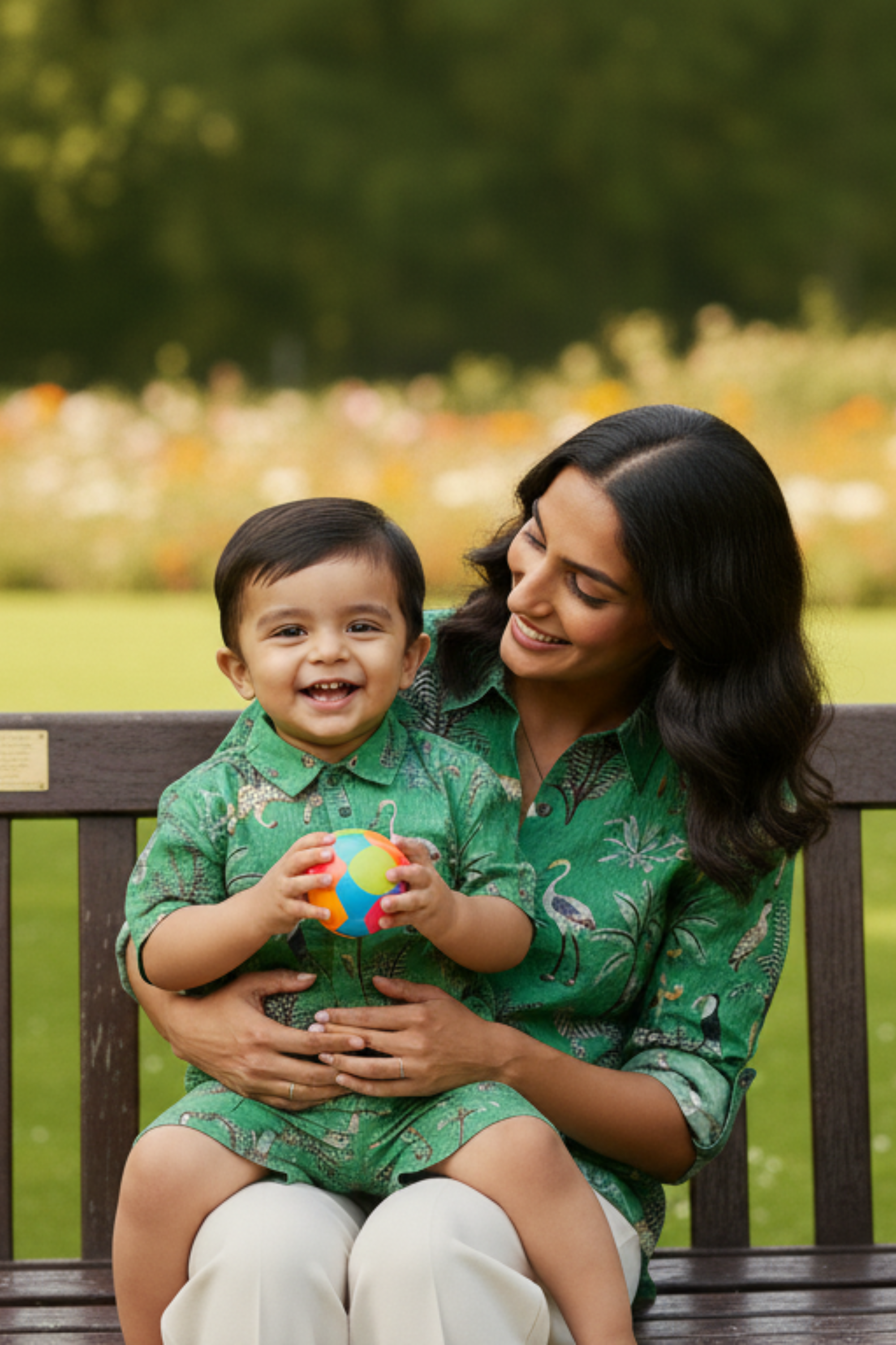Green Animal Print Twinning Set