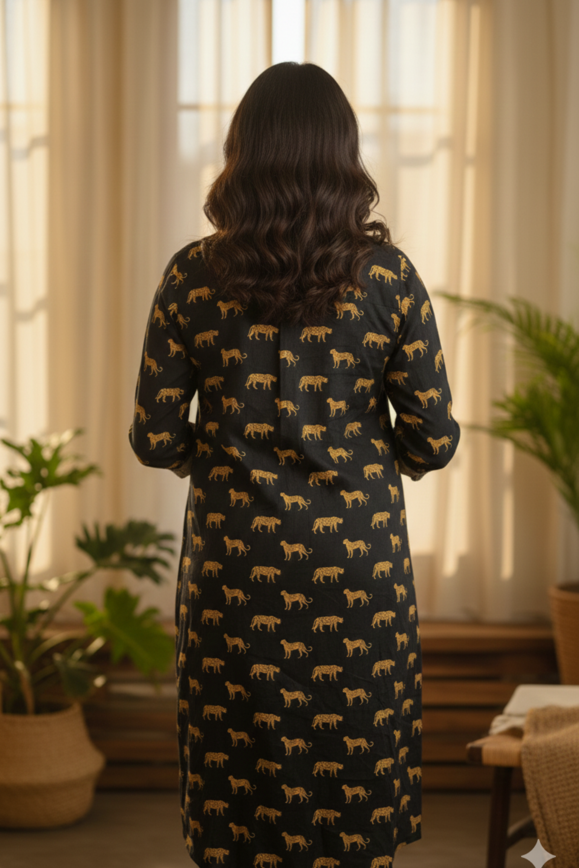 Black Leopard Print Maternity Dress