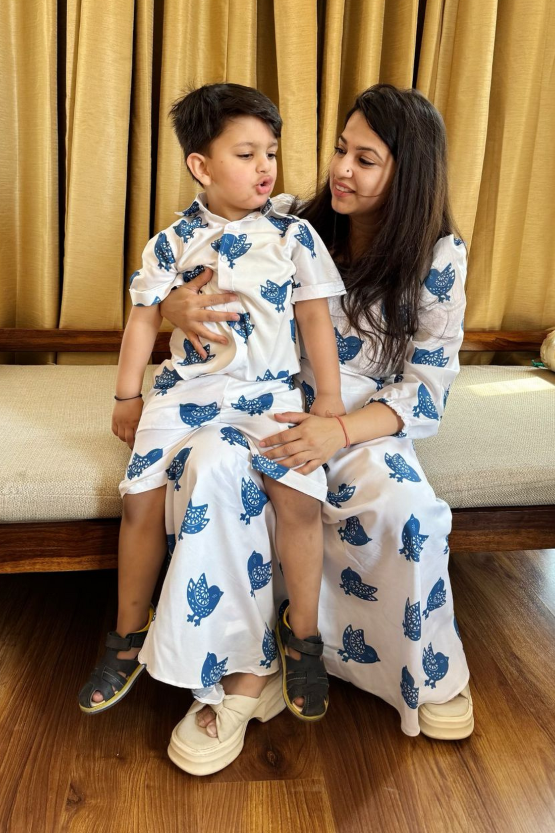 Bird Print Mother Son Combo