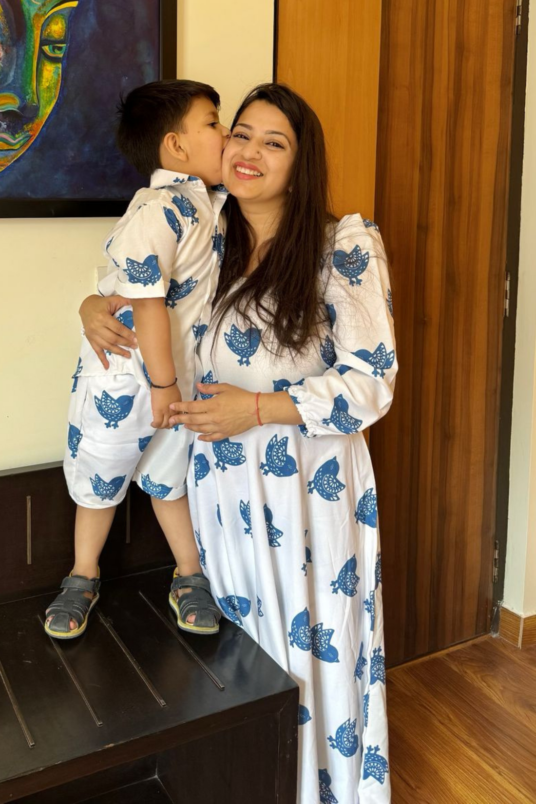 Bird Print Mother Son Combo
