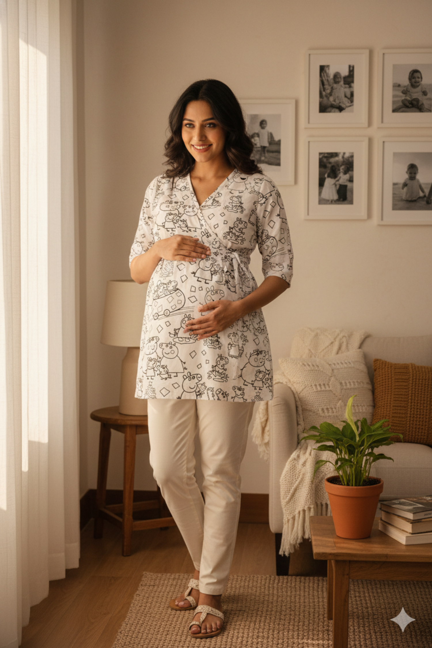 Colour Your Own Peppa Pig Print Maternity Top