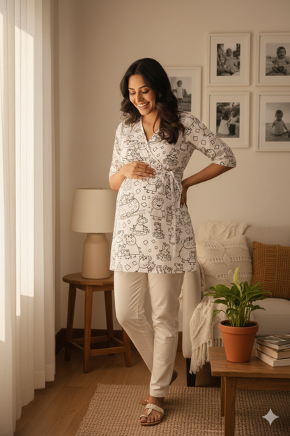 Colour Your Own Peppa Pig Print Maternity Top