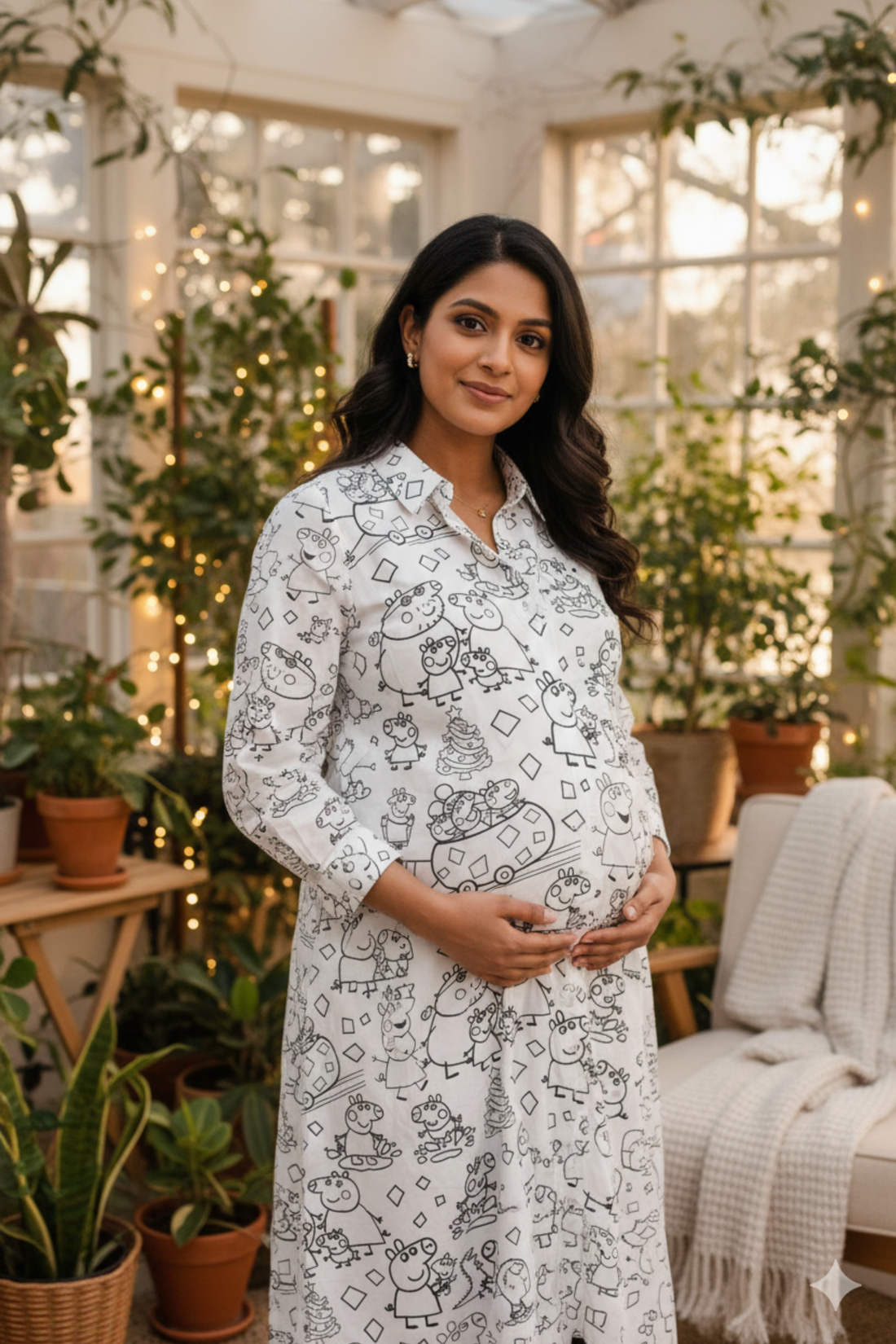 Colour Your Own Peppa Pig Print Maternity Dress