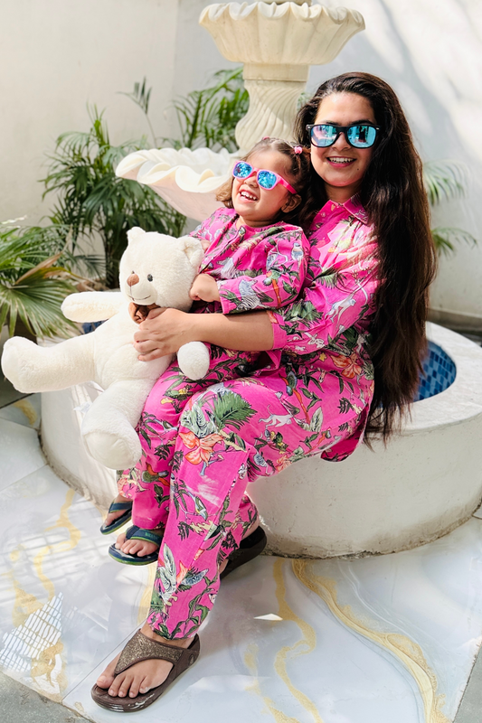 Pink Animal Print Twinning Combo