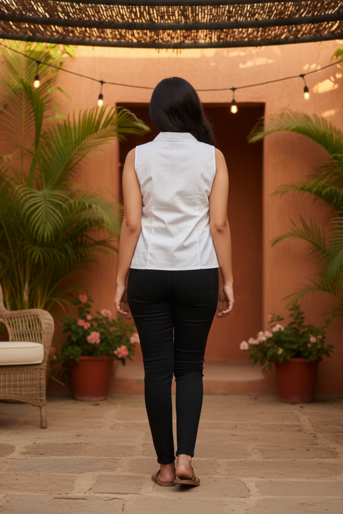 White Poplin Wrap Top