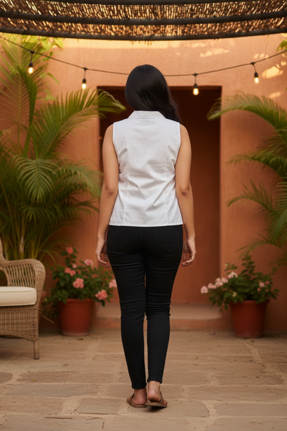 White Poplin Wrap Top