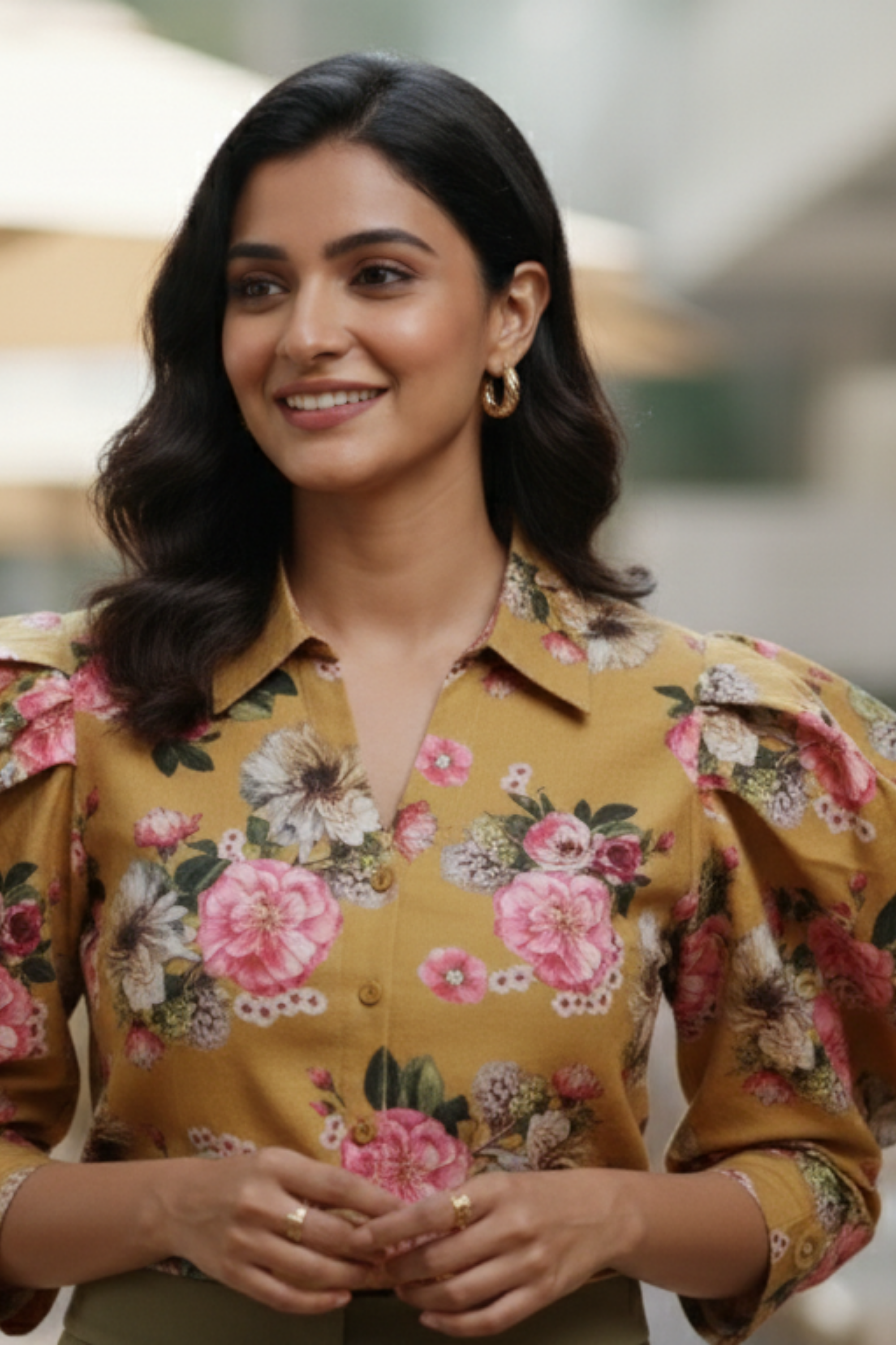 Yellow Floral Print Top