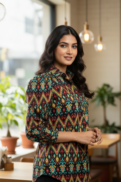 Black Tribal Print Shirt