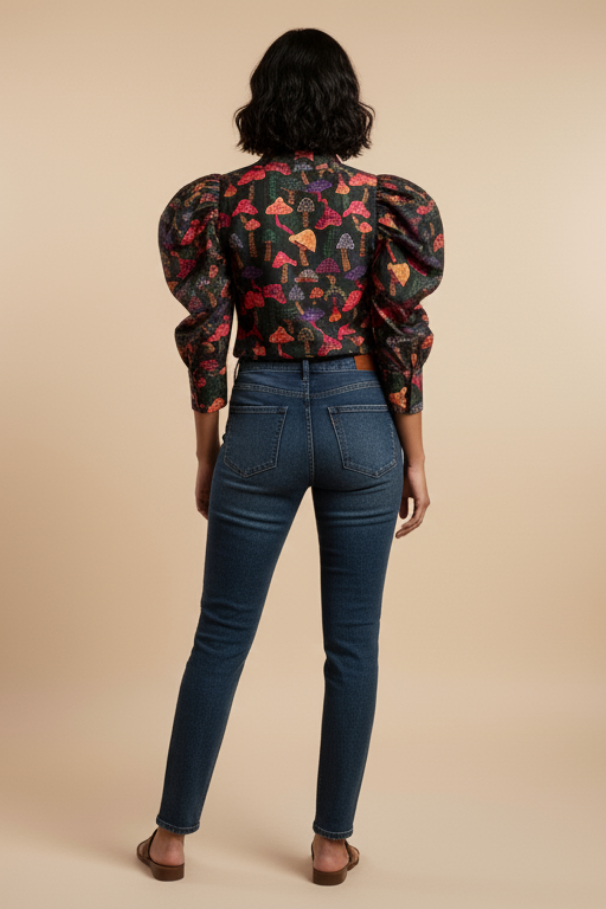 Black Mushroom Print Shirt