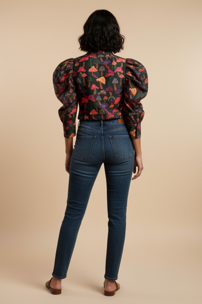 Black Mushroom Print Shirt