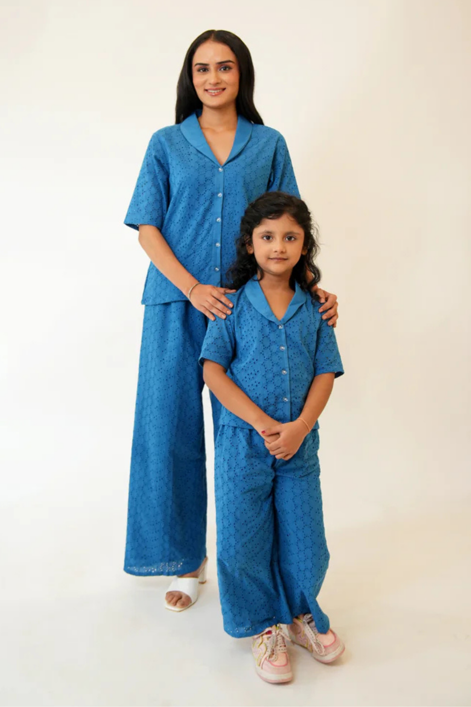 Blue Shiffli Twinning Co-ord Set