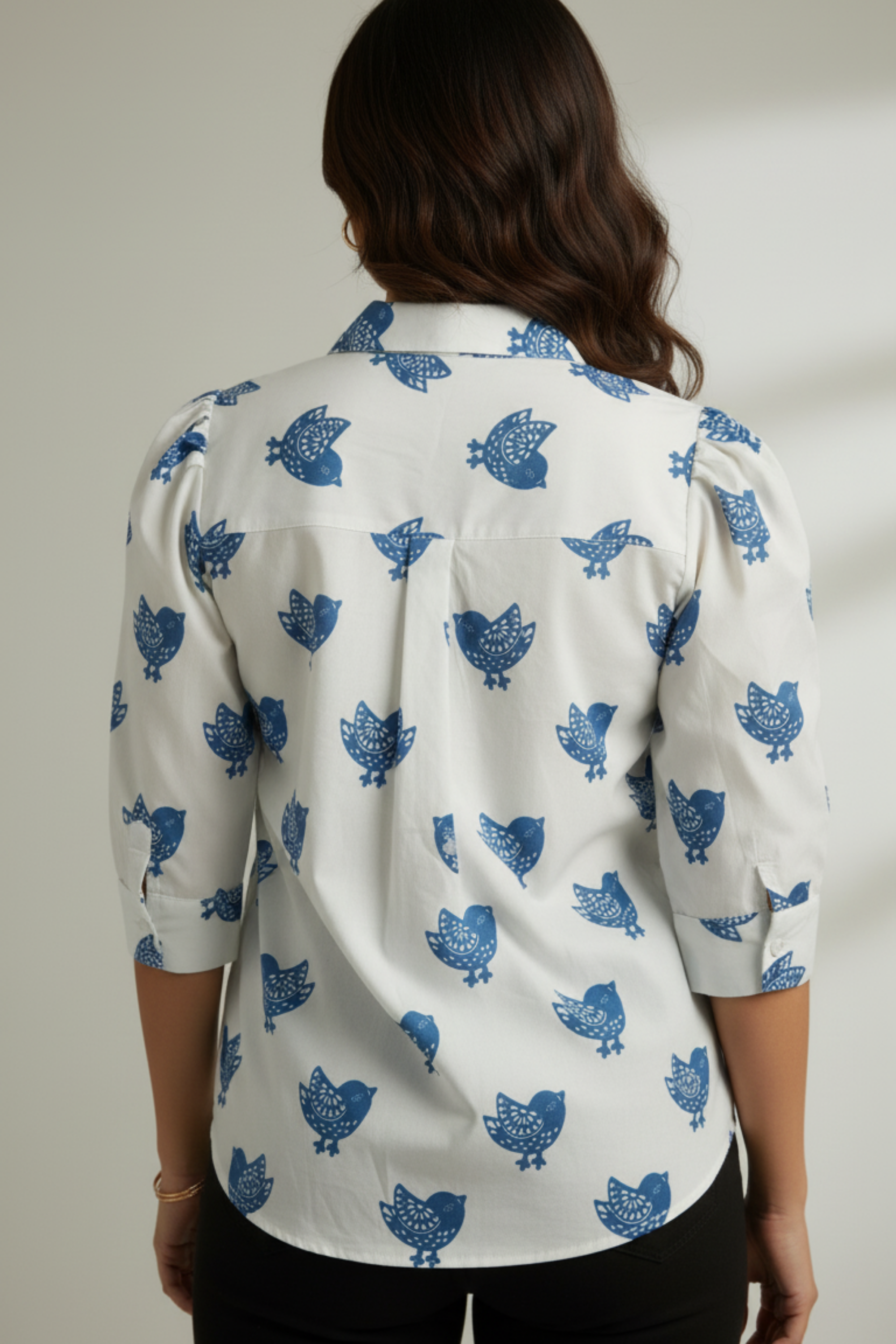 Blue Bird Print Shirt