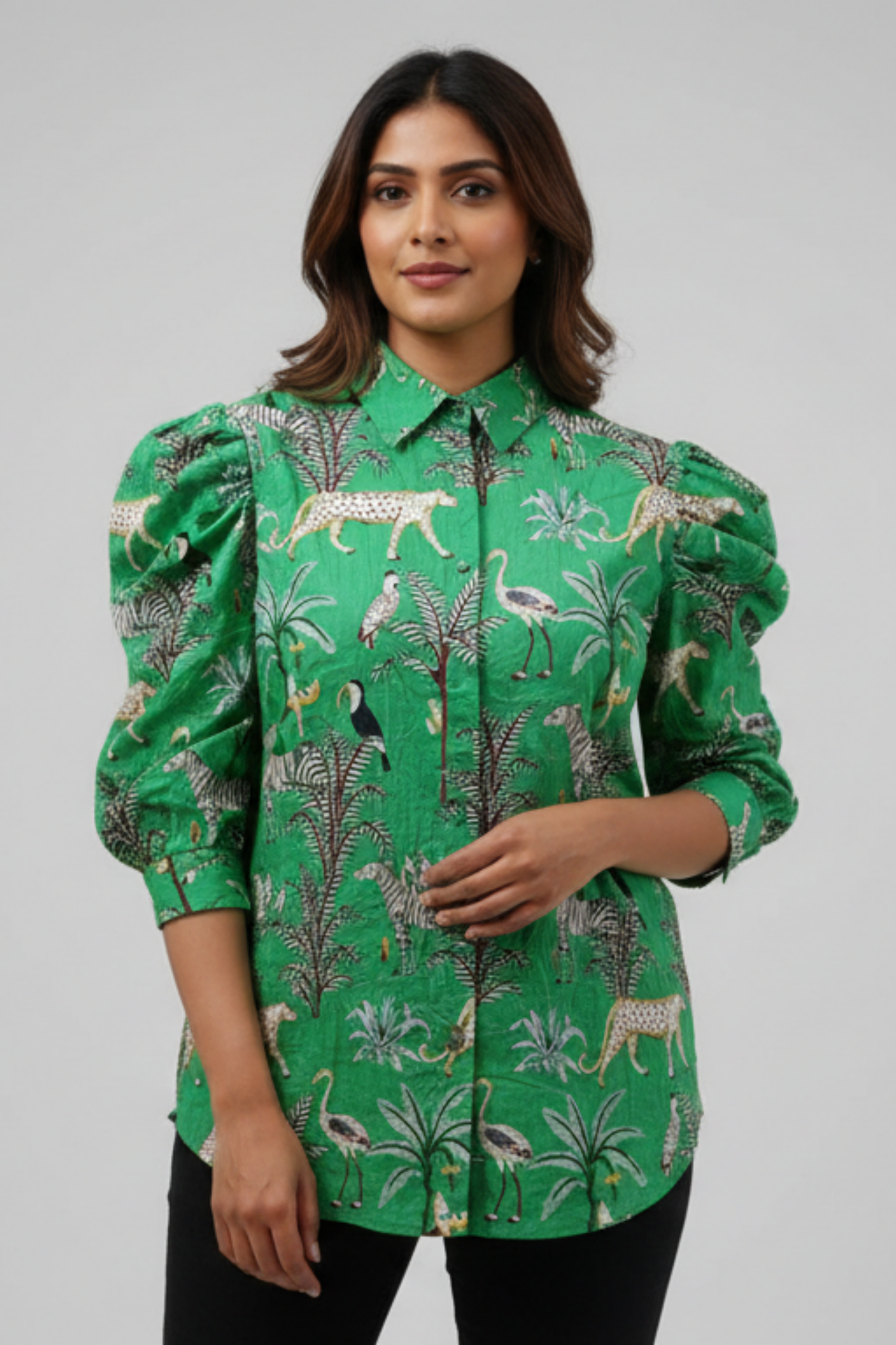 Green Animal Print Shirt