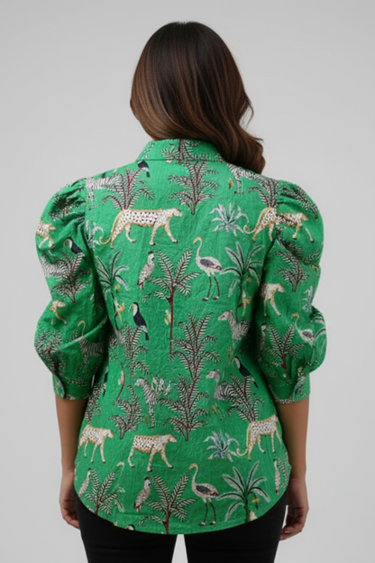 Green Animal Print Shirt
