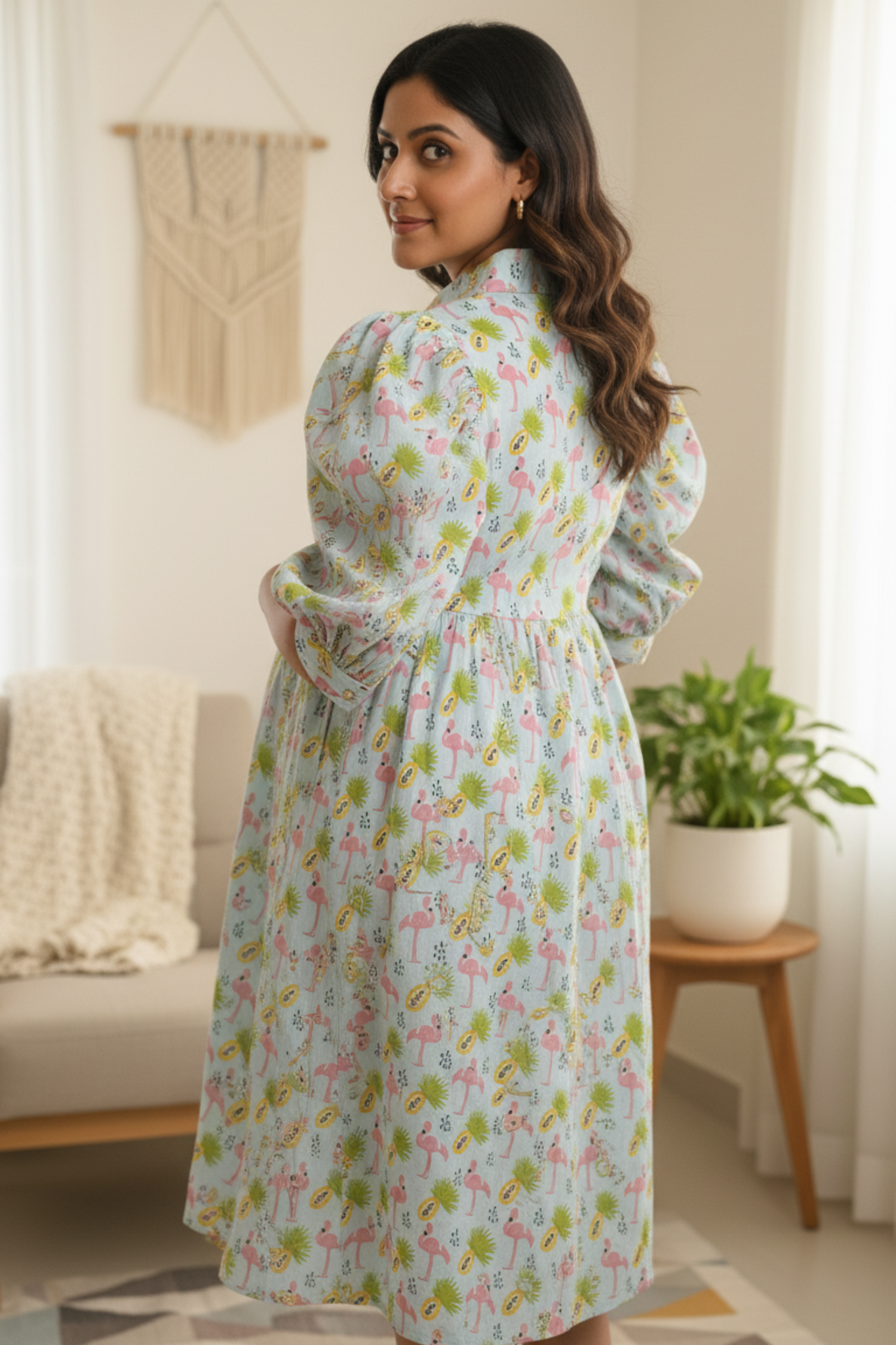Flamingo Print Maternity Dress