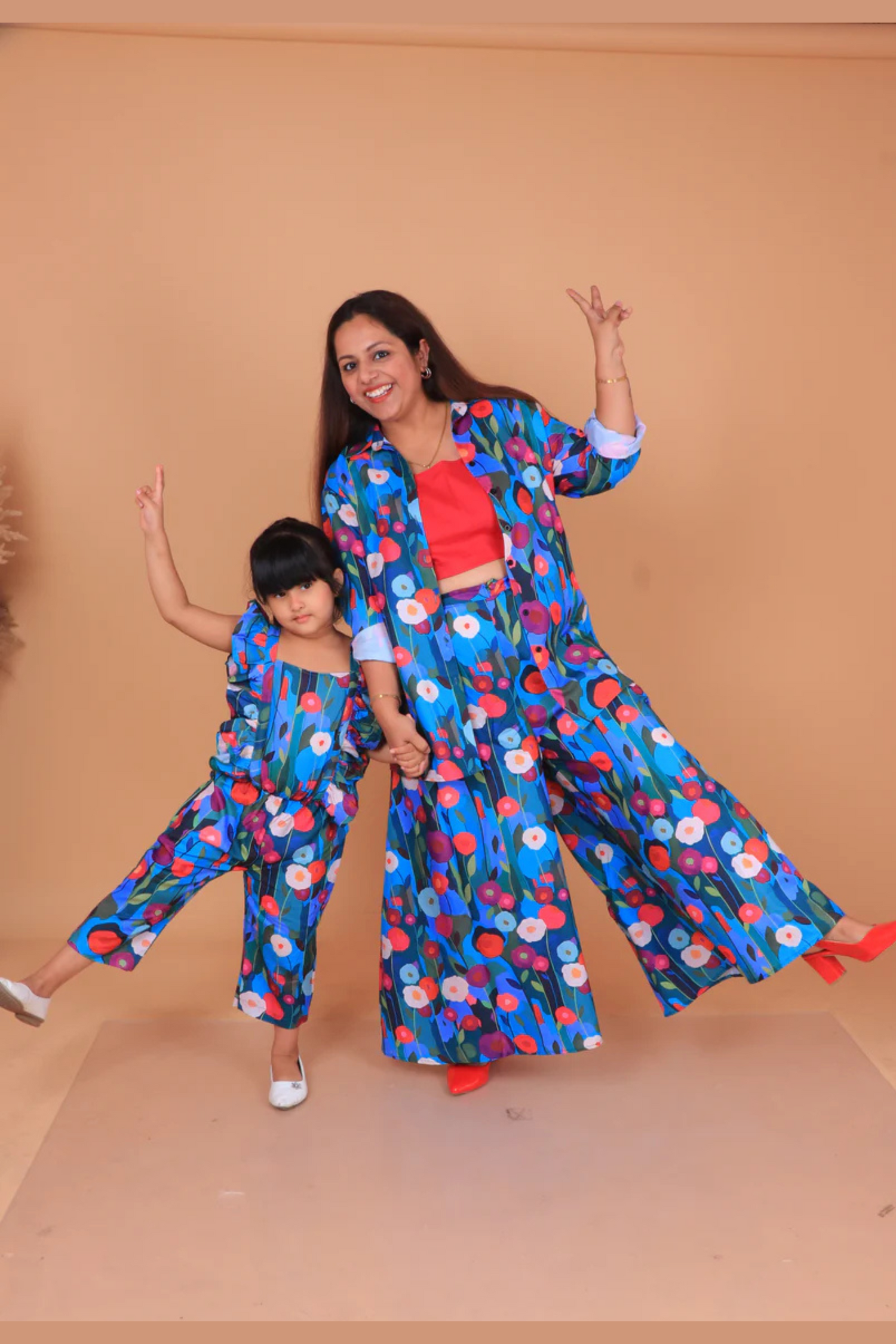Blue Floral Mother Daughter set