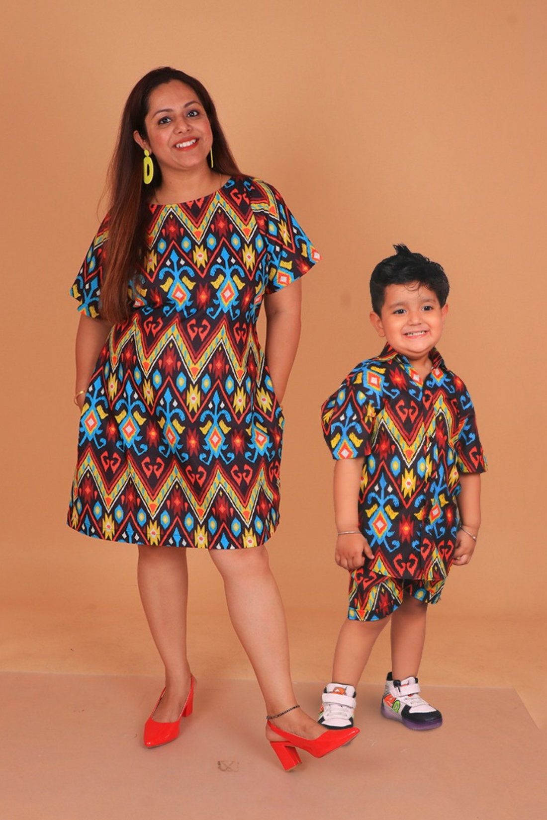 Black Tribal Print Mother Son Combo