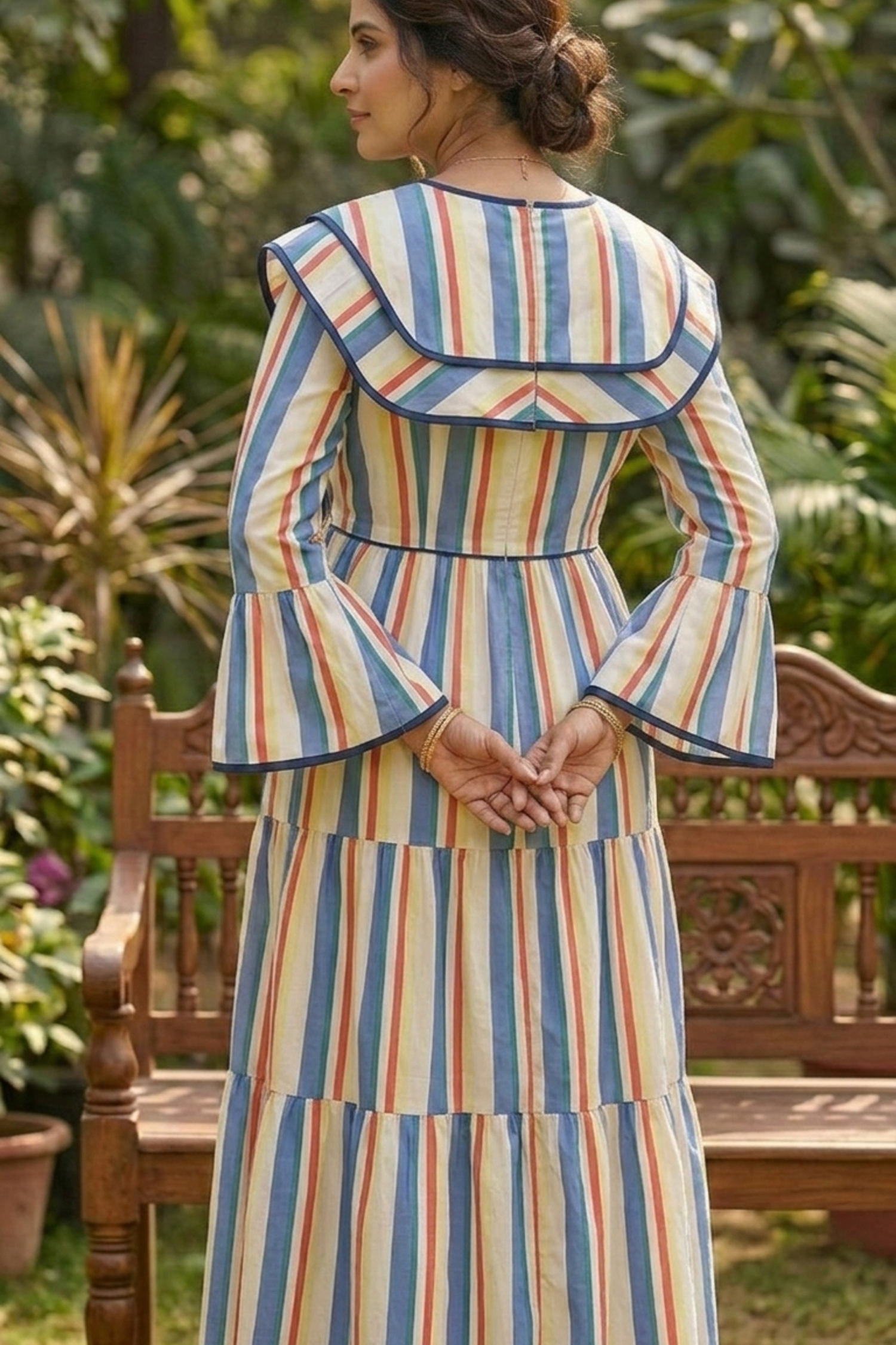 The Candy-Stripe Tiered Maternity Dress