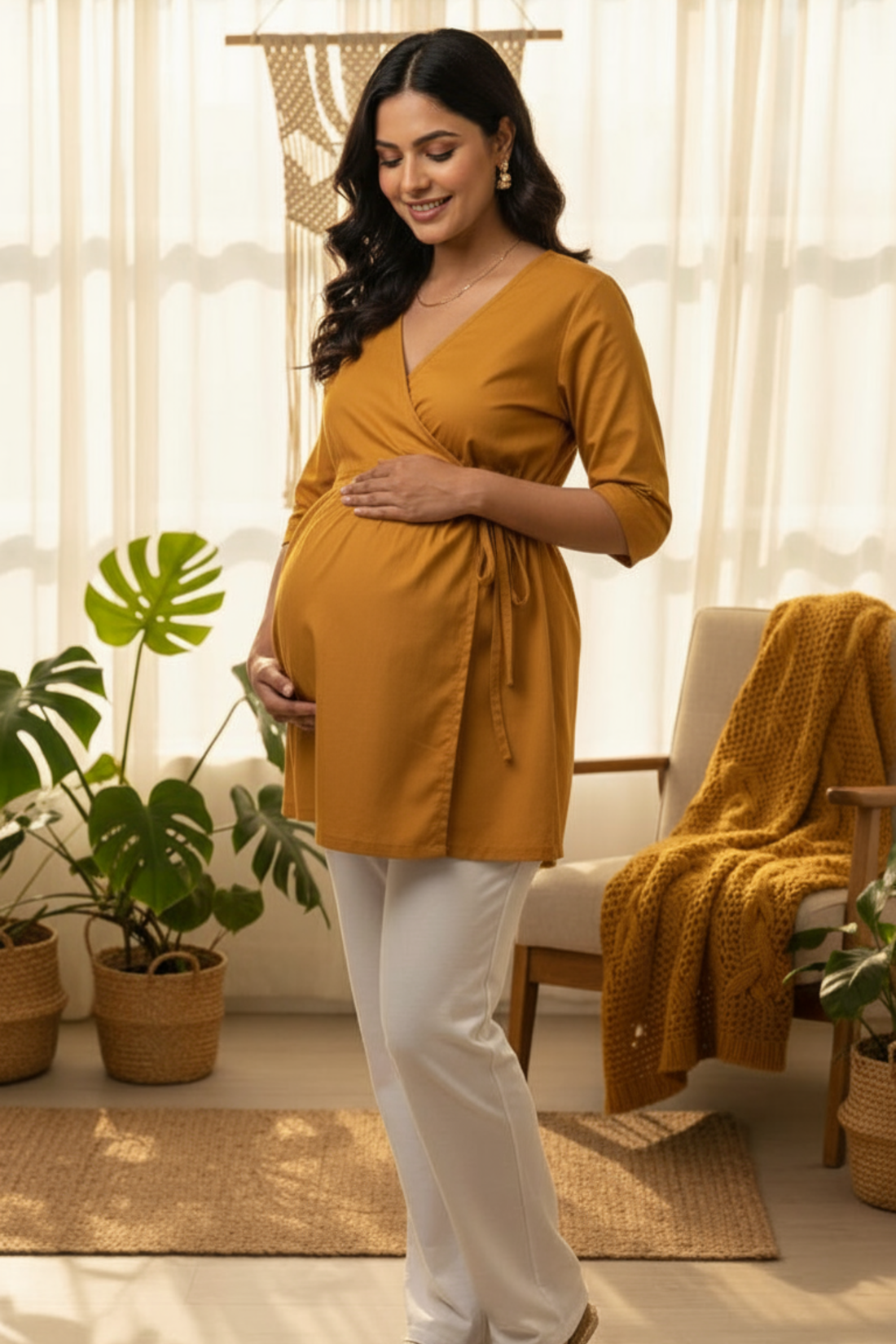 Mustard Maternity Top