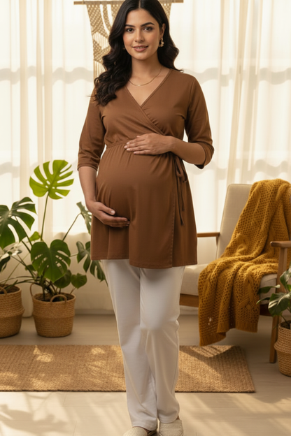 Brown Maternity Top