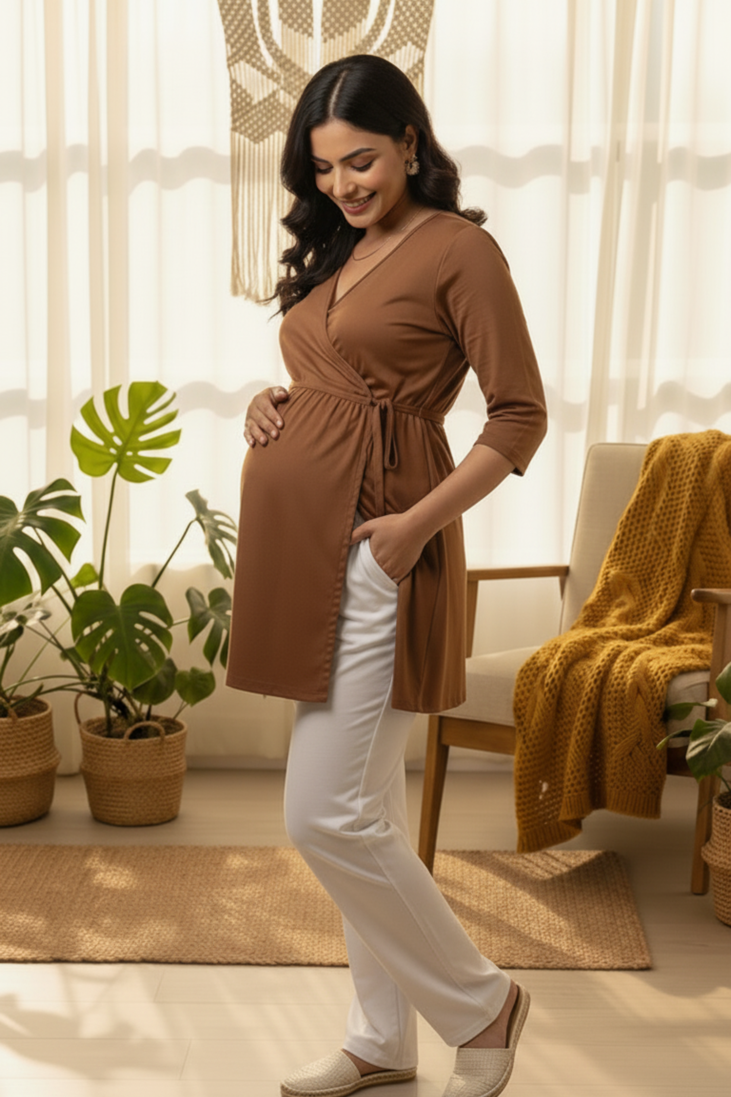 Brown Maternity Top
