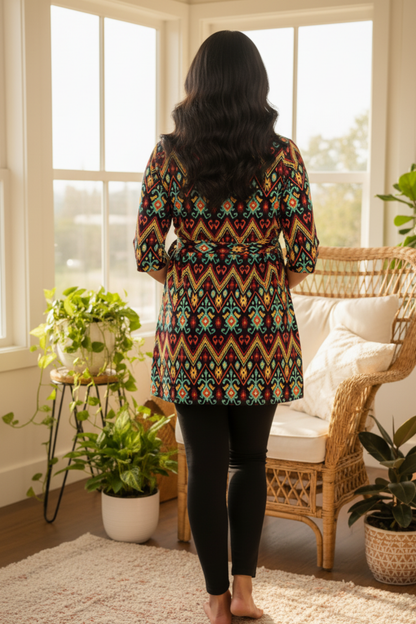 Black Tribal Print Maternity Top
