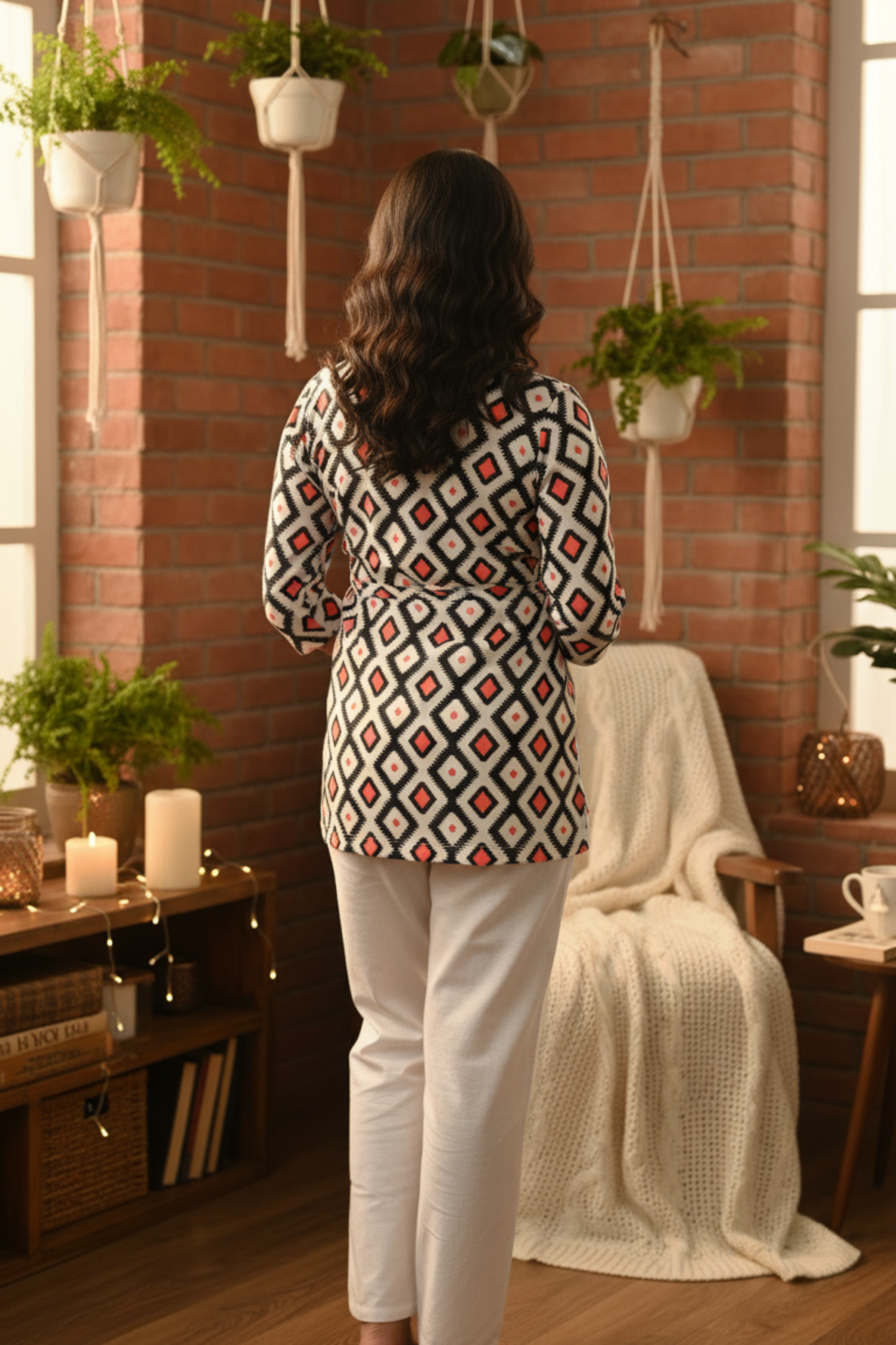 Geometric Print Maternity Top