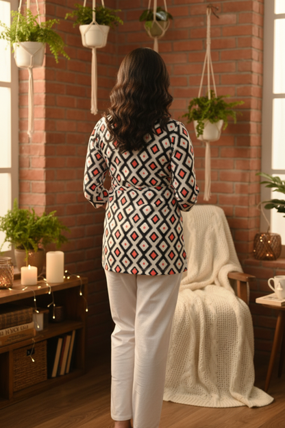 Geometric Print Maternity Top