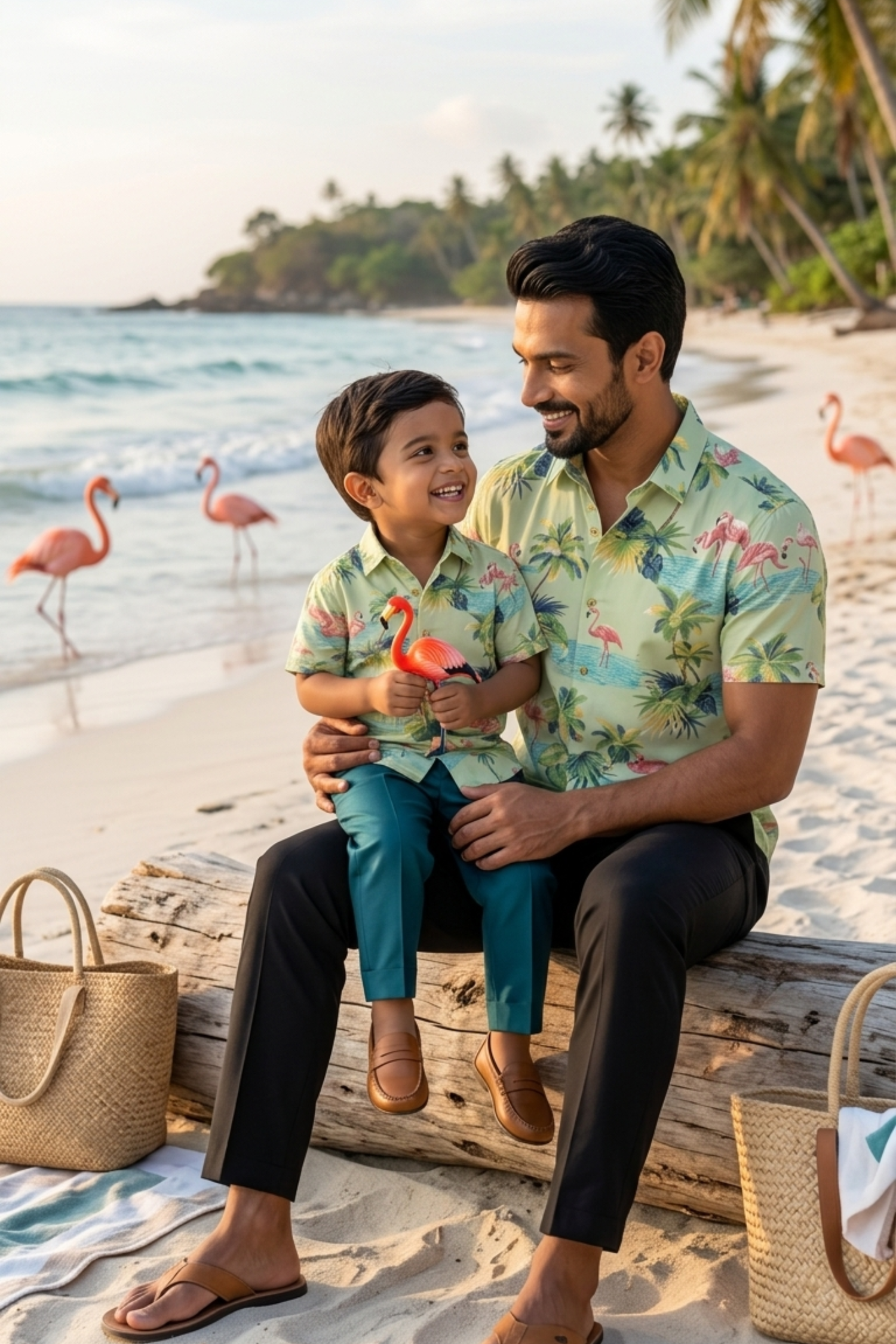 Flamingo Print Father Son Twinning Set