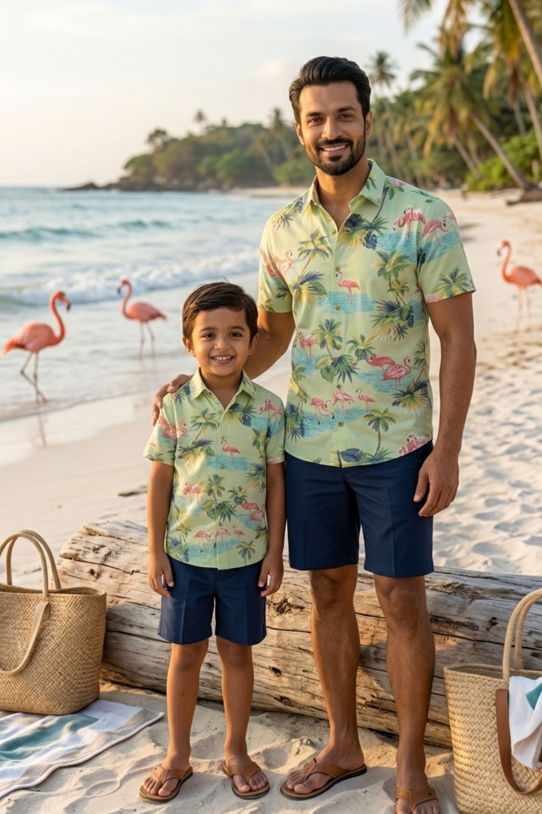 Flamingo Print Father Son Twinning Set