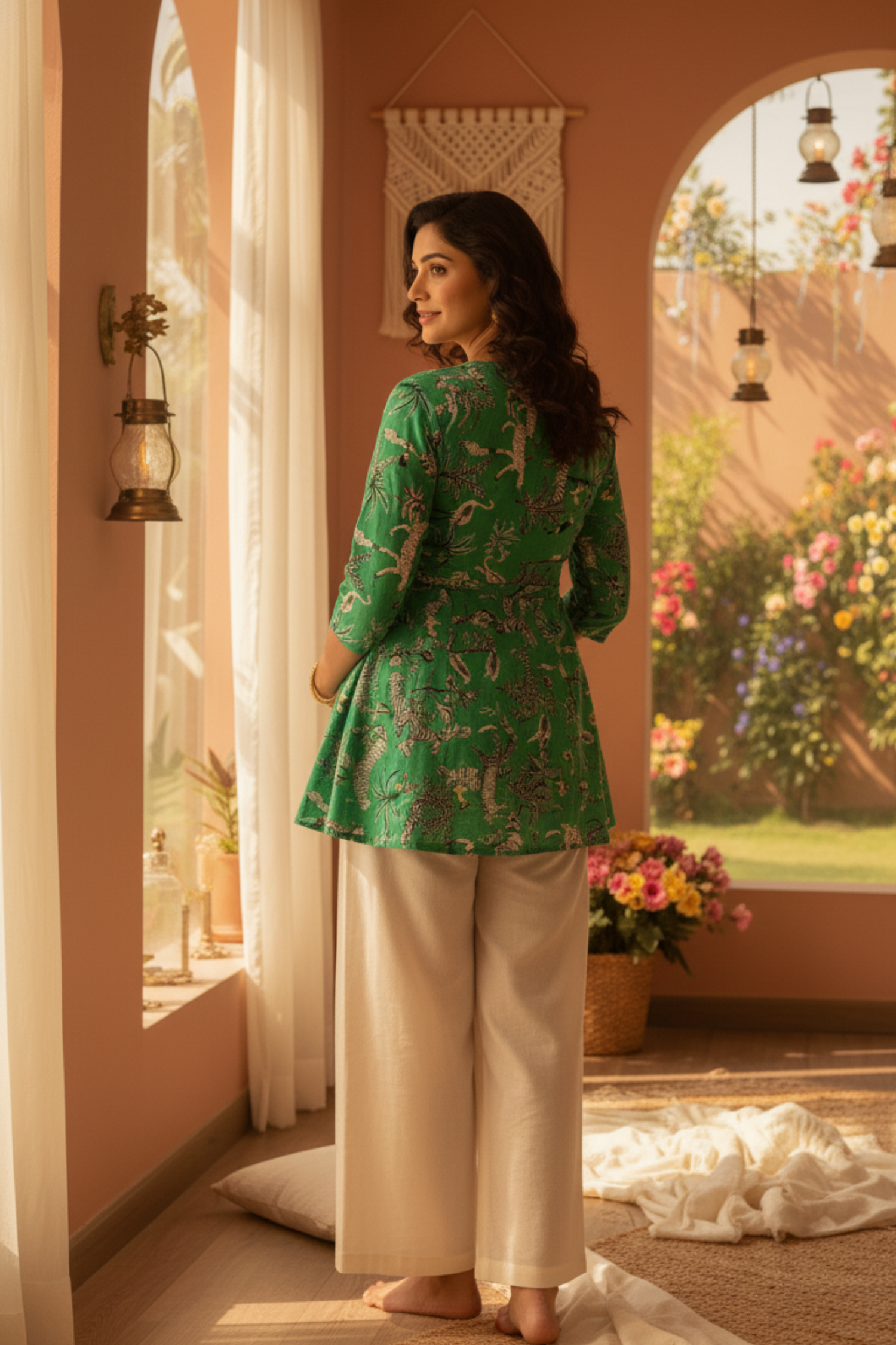 Green Animal Print Maternity Top