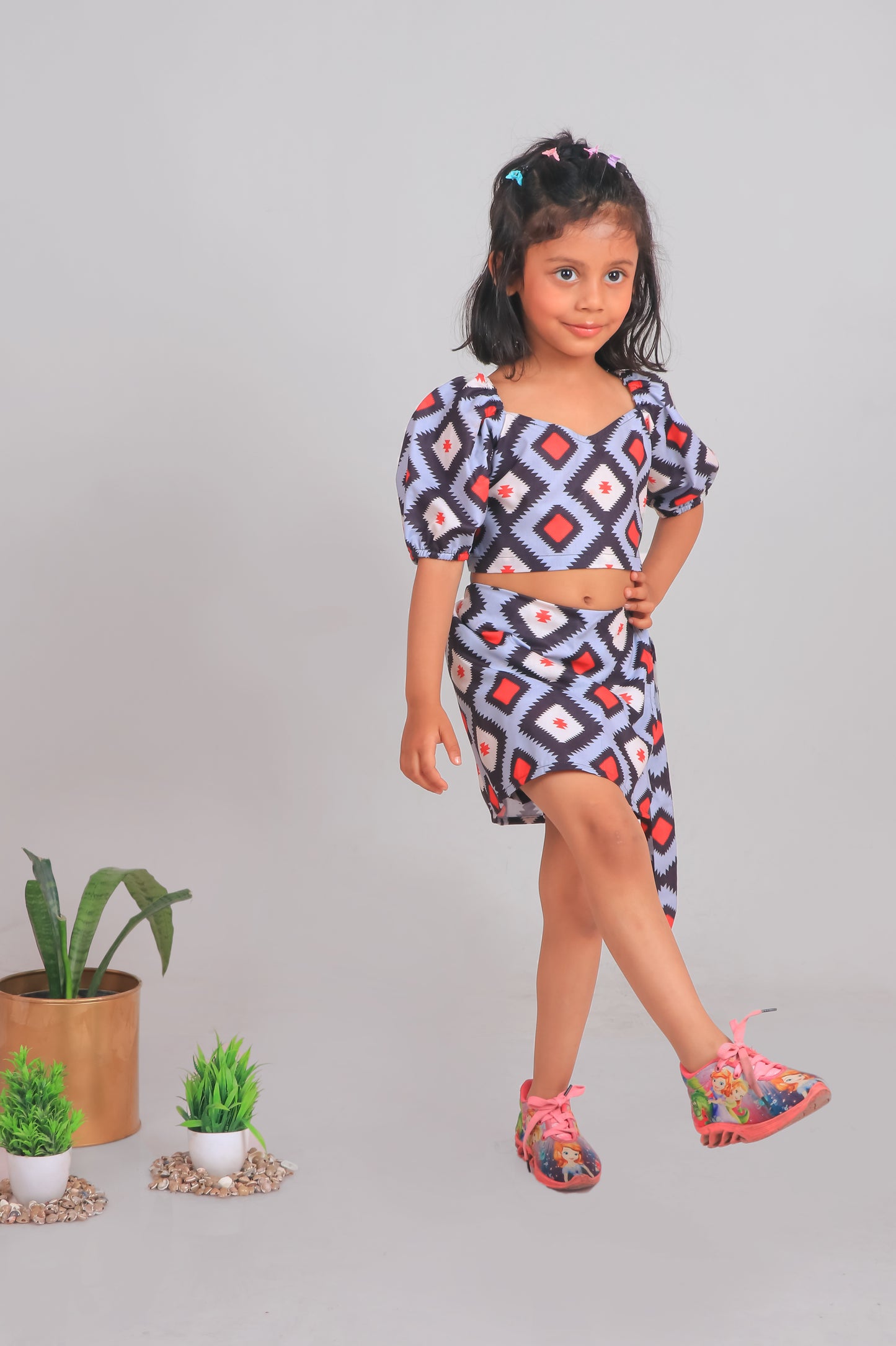 Geometric Print Skort Twinning Set