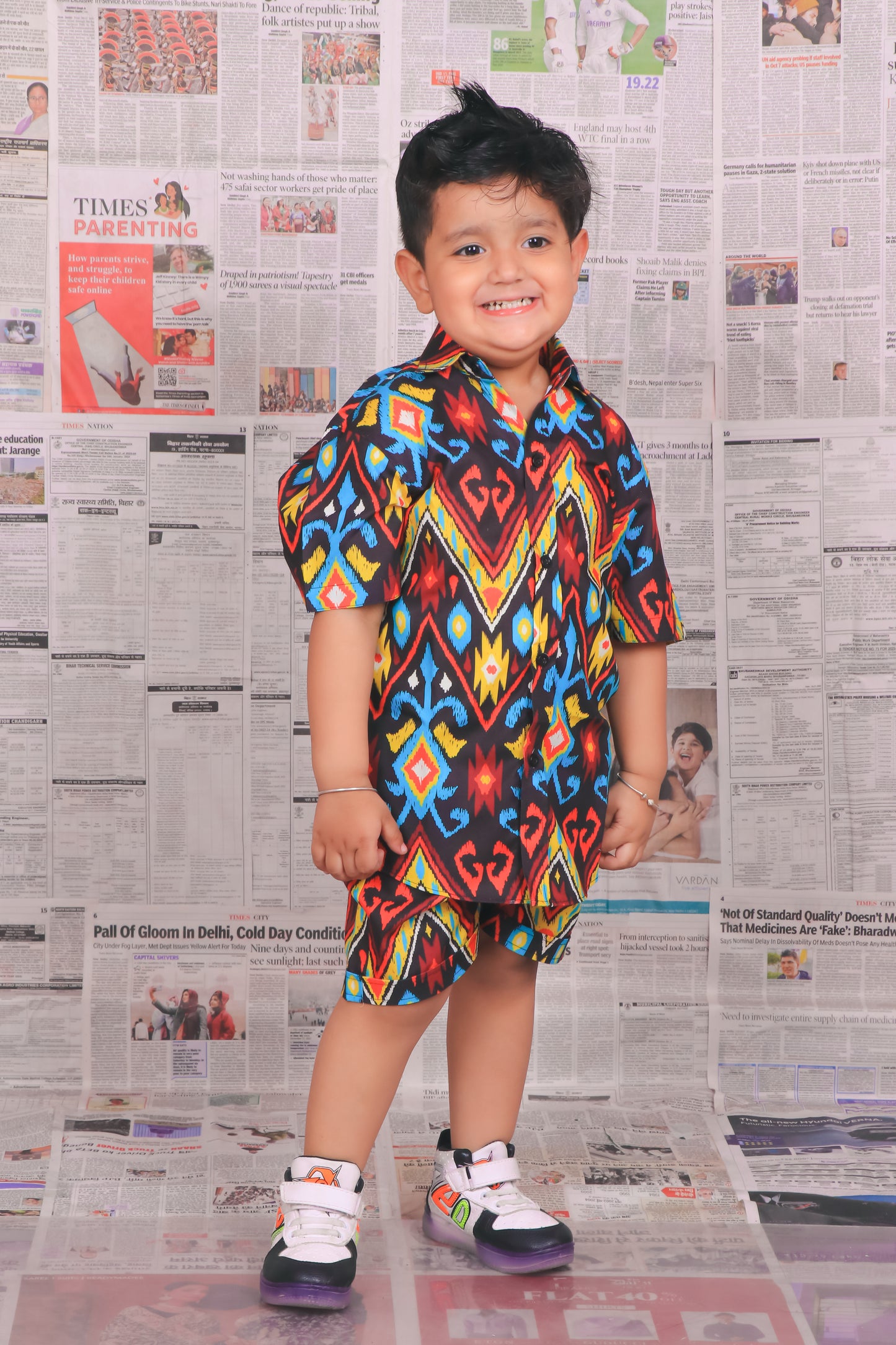 Black Tribal Print Mother Son Combo