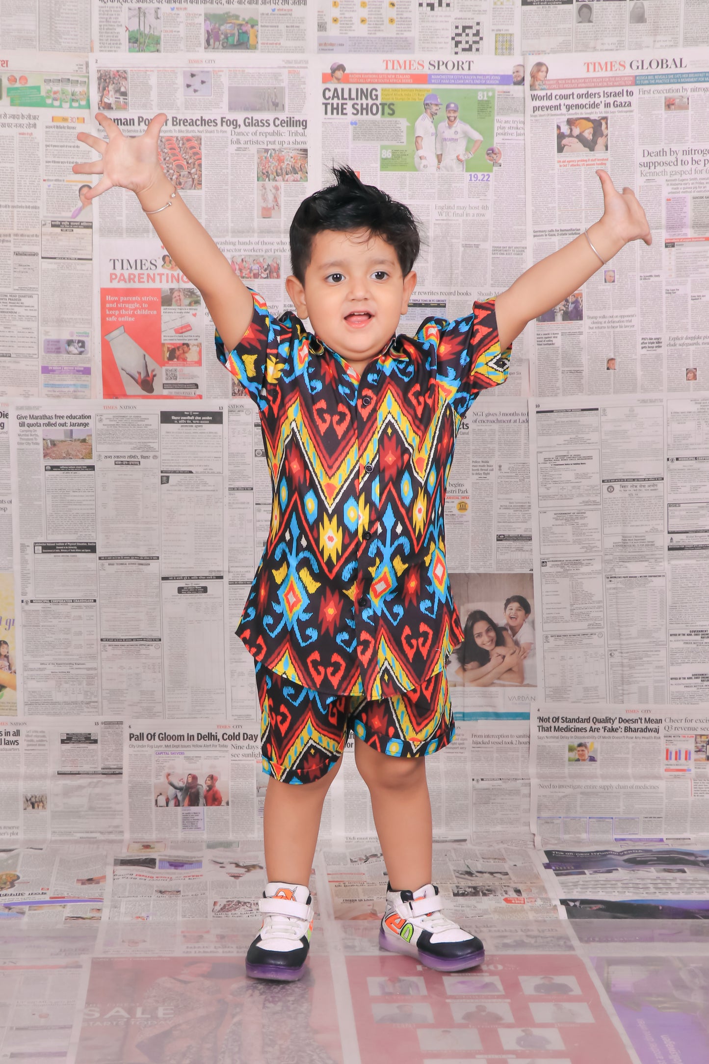 Black Tribal Print Mother Son Combo