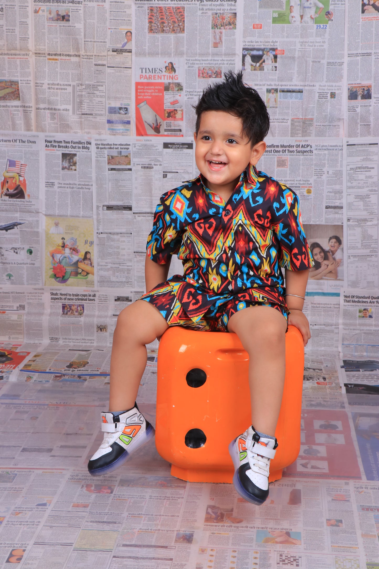 Black Tribal Print Mother Son Combo