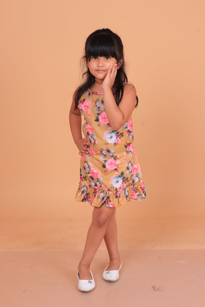 Yellow Floral Frock for Girls