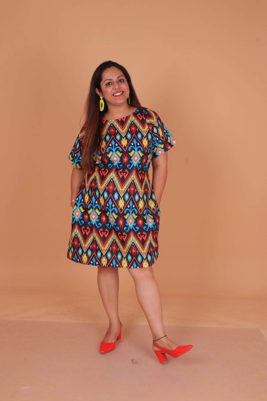 Black Tribal Print Dress for Women