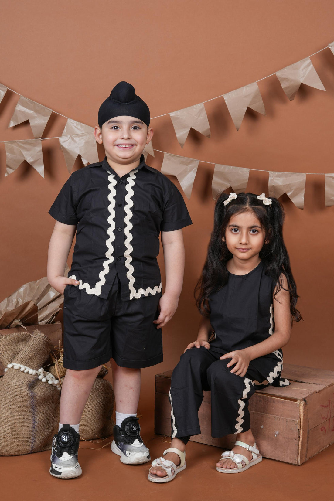 Black Lace Brother Sister Combo Set