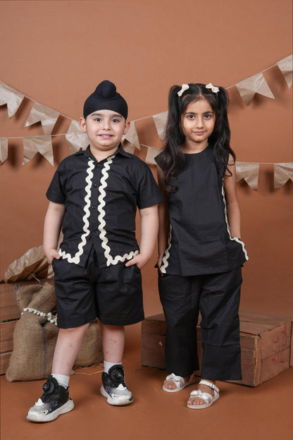 Black Lace Brother Sister Combo Set