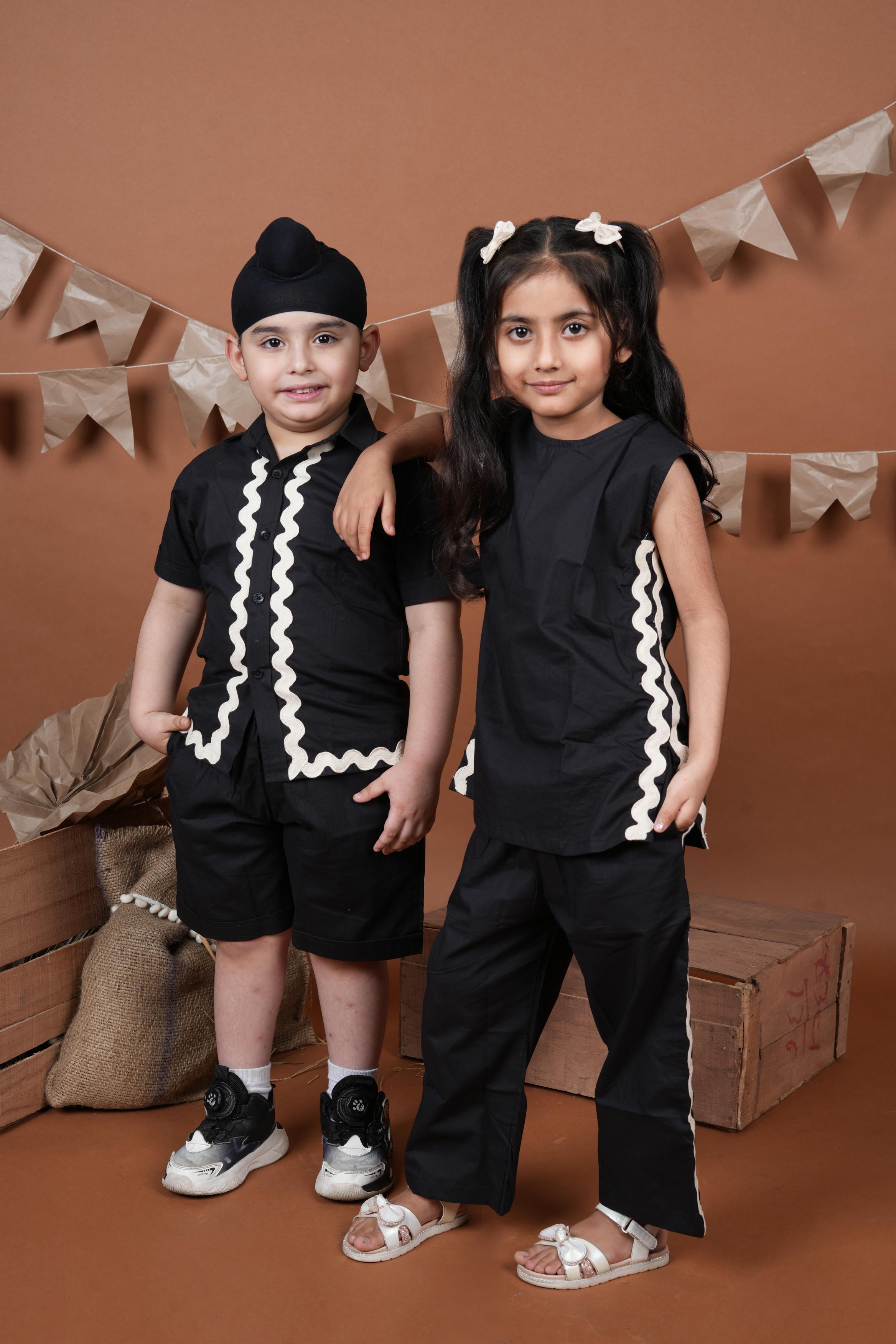 Black Lace Brother Sister Combo Set