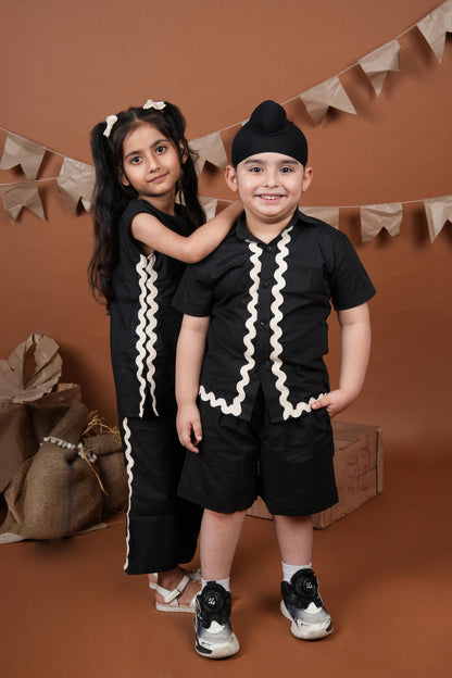 Black Lace Brother Sister Combo Set