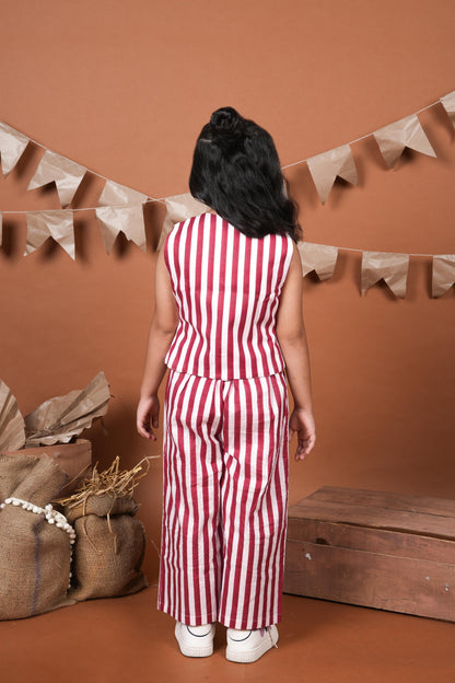 Red White Stripes Brother Sister Combo Set