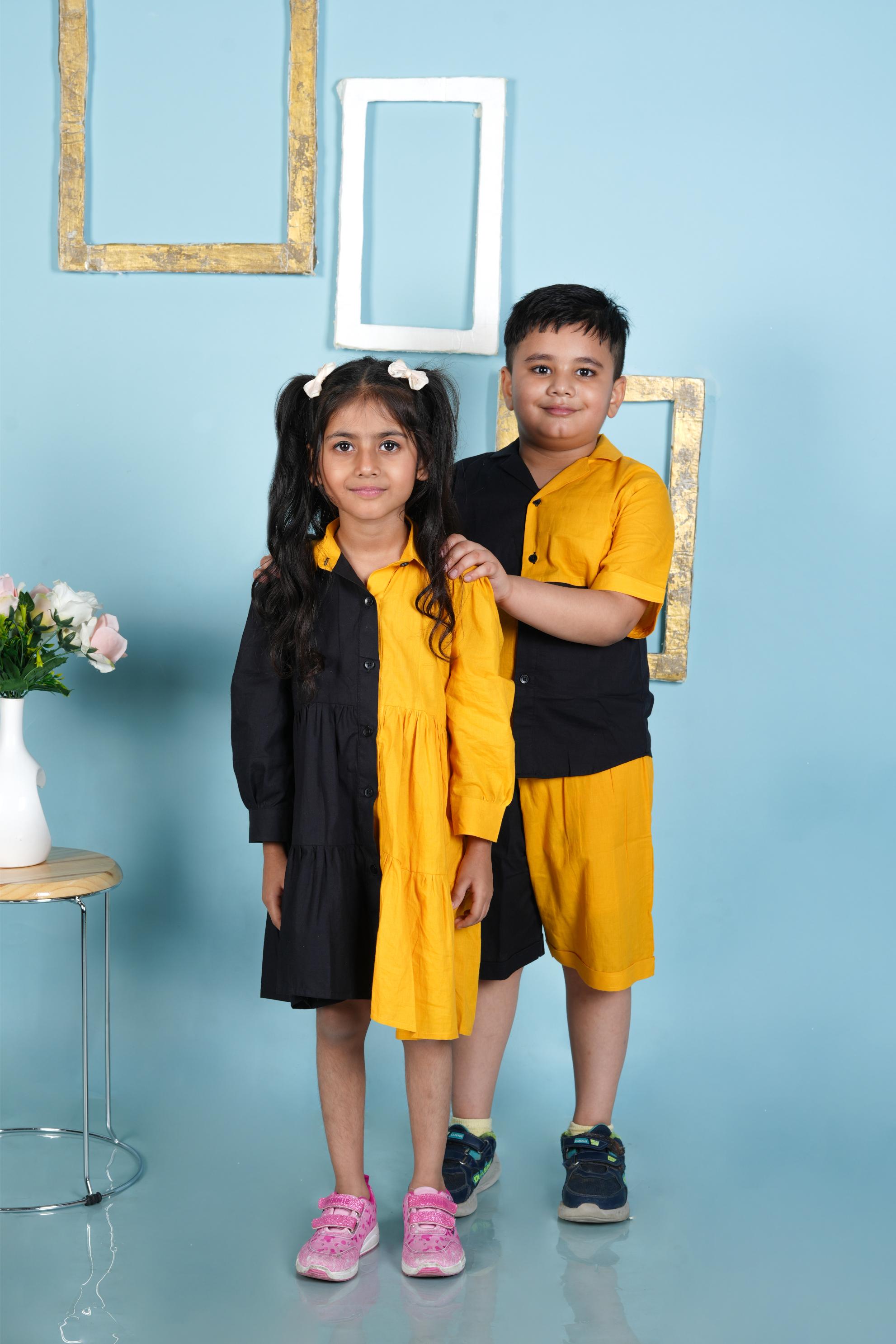 Black and Yellow Brother Sister Combo